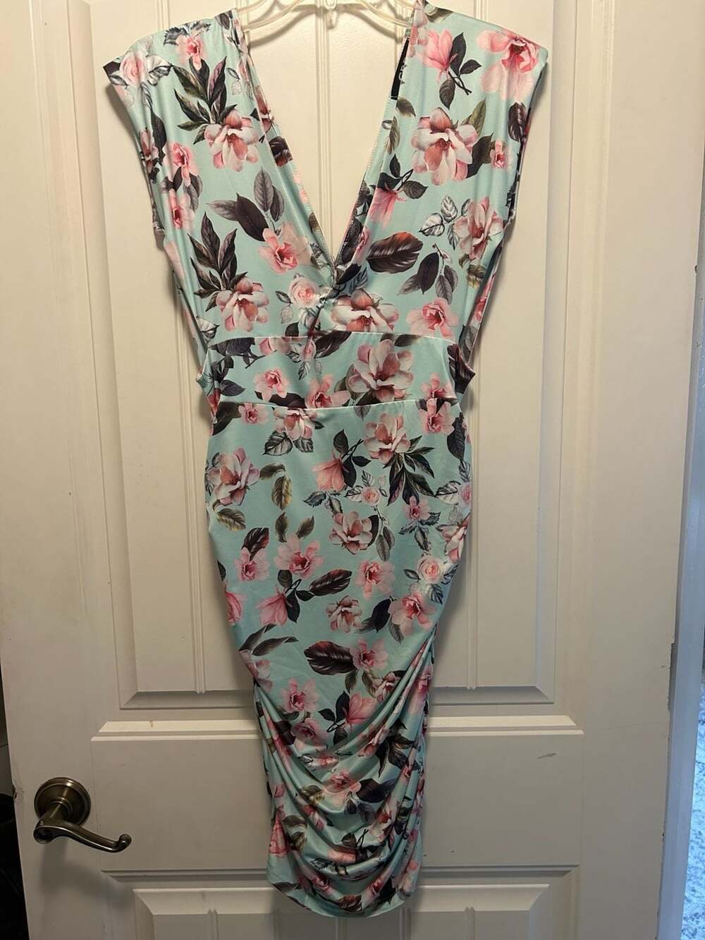 CBR Floral Print Ruched Midi Dress Size M
